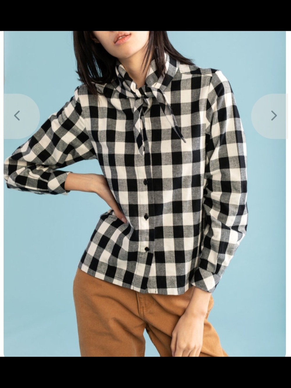 CARLEEN Bandana Neck Shirt Buffalo Plaid - NWT